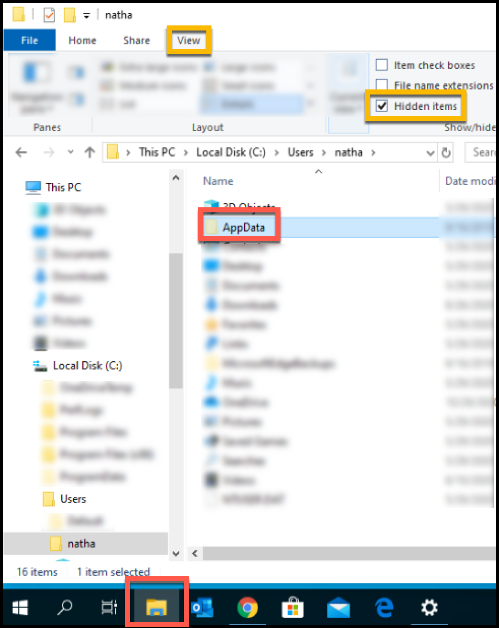 hub app file cache outlook