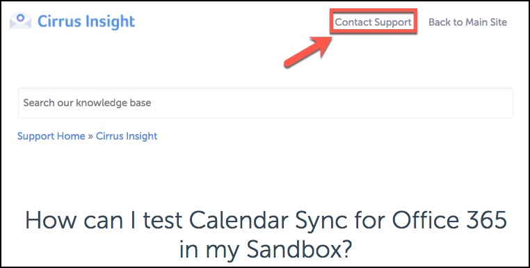 How can I test Calendar Sync for Office 365 in my Sandbox?