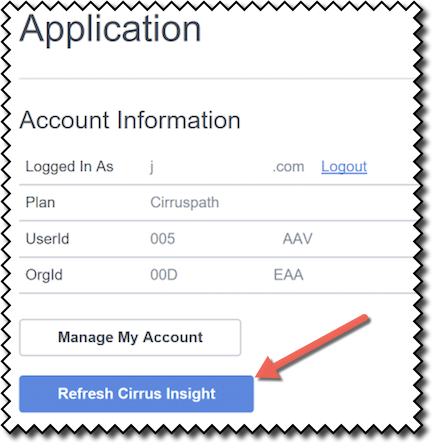 How do I refresh Cirrus Insight for Outlook?